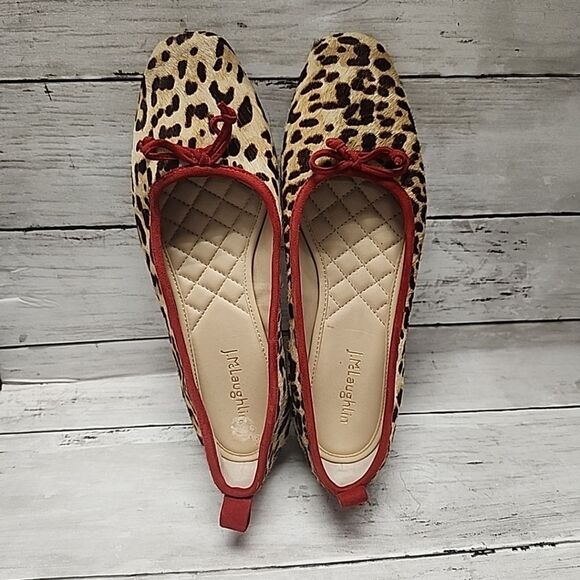 J.McLAUGHLIN Anastasia Haircalf Ballet Flat Crafted in tan/brown/black 7.5 NWOT - Picture 2 of 11